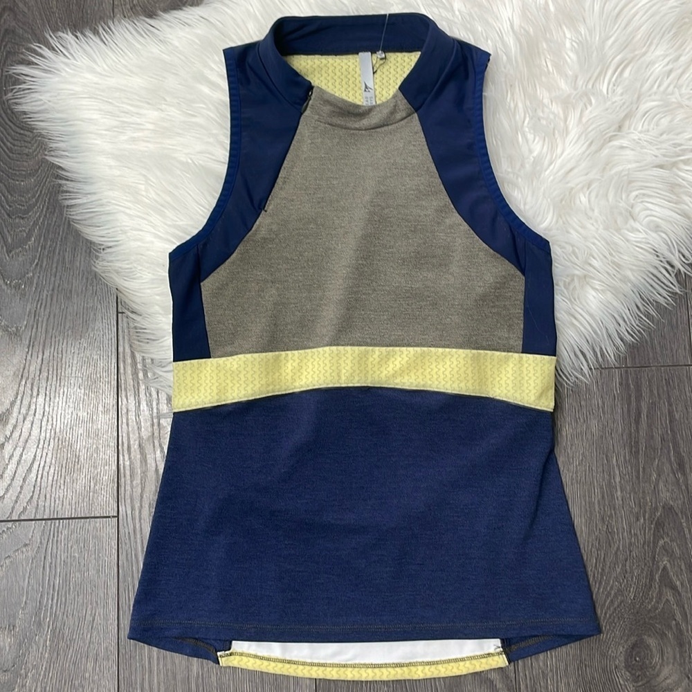 Fushionwear by ARYS blue yellow colourblovk  Sleeveless Tank